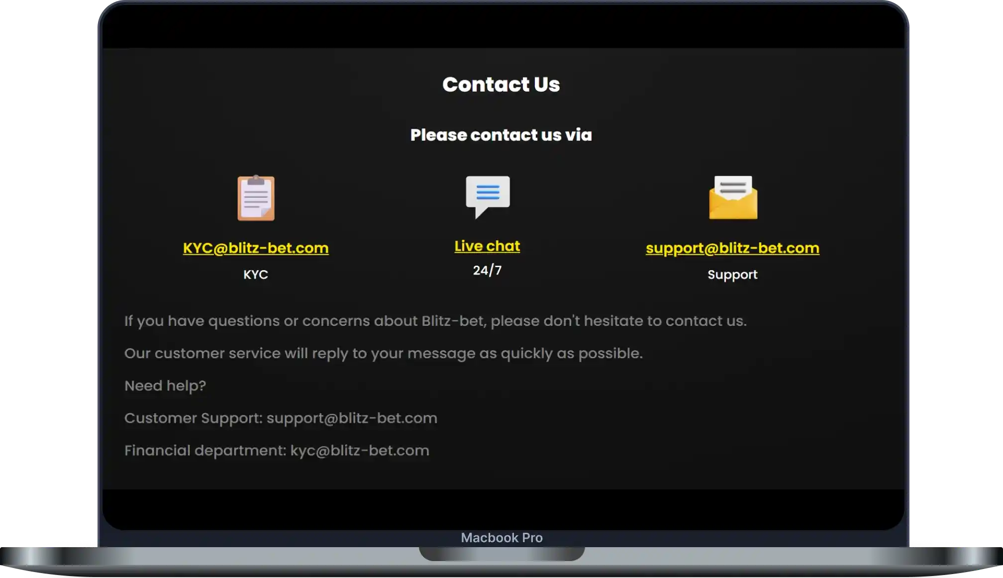 Customer Service at Blitz-Bet